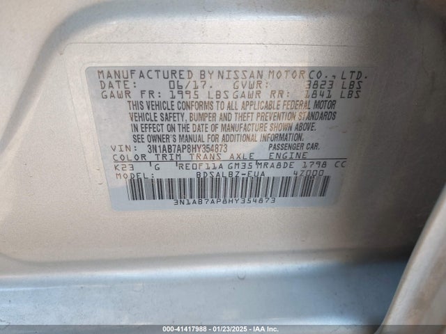 3N1AB7AP8HY354873 Nissan SENTRA S