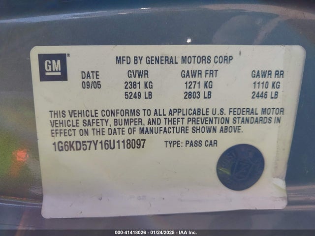 2006 CADILLAC DTS 1G6KD57Y16U118097 Photo 8