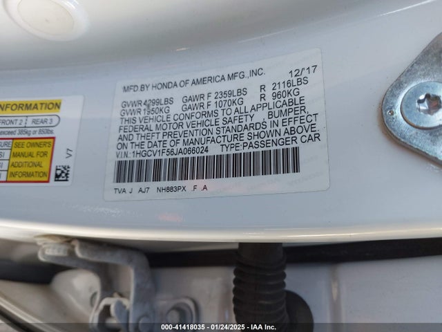 Honda Accord Ex-l 2018 1HGCV1F56JA066024 Image 9
