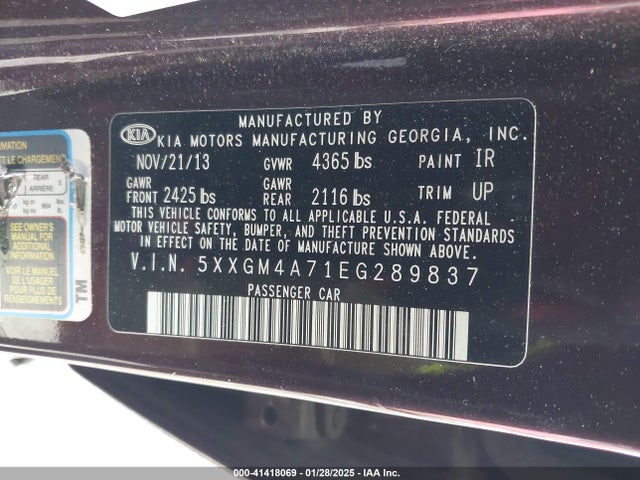 5XXGM4A71EG289837 KIA Optima Lx