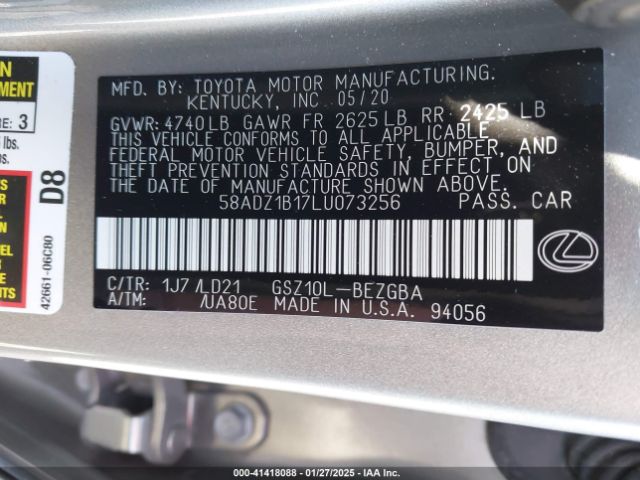 58ADZ1B17LU073256 Lexus ES 350