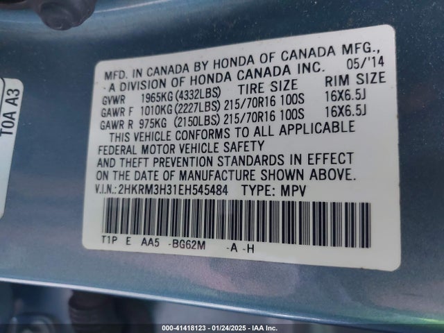 Honda CR-V LX 2014 2HKRM3H31EH545484 Image 9