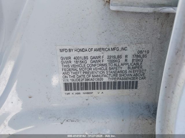 19UDE2F38KA013920 Acura Ilx Standard