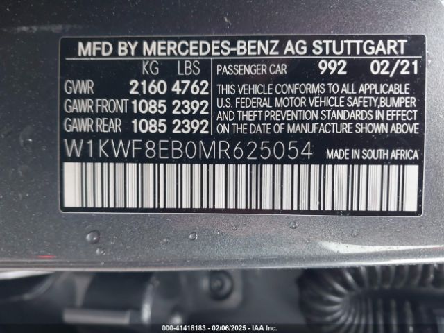 2021 MERCEDES-BENZ C 300 W1KWF8EB0MR625054 Photo 8