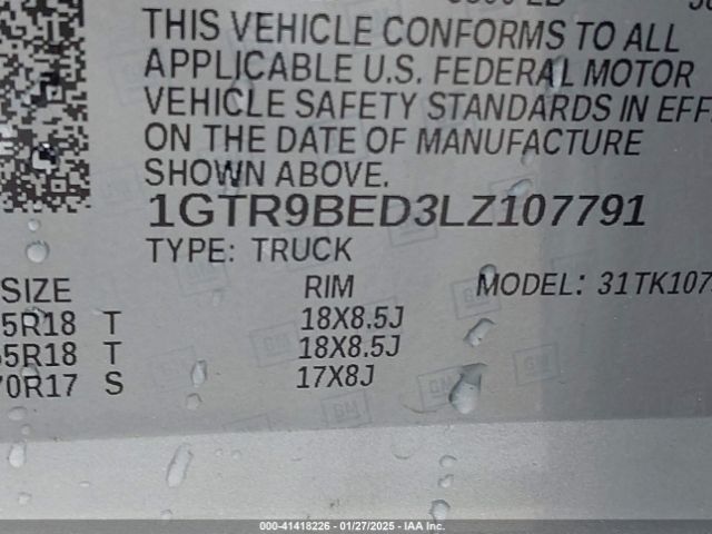 1GTR9BED3LZ107791 GMC Sierra 1500 4wd Double Cab Standard Box Sle