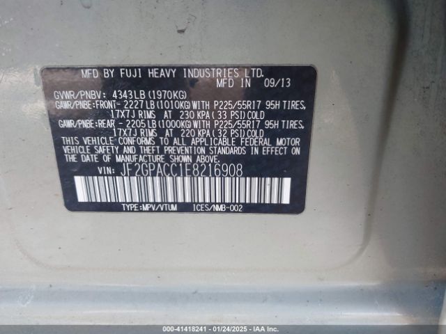 JF2GPACC1E8216908 Subaru Xv Crosstrek 2.0i Premium