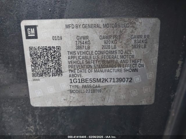1G1BE5SM2K7139072 Chevrolet CRUZE LT