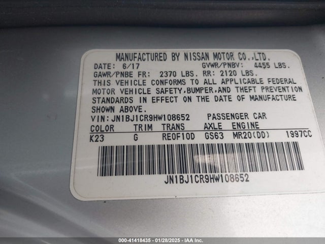 JN1BJ1CR9HW108652 Nissan Rogue Sport Sv