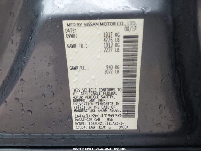 Nissan Altima 2.5 S 2017 1N4AL3AP2HC479630 Image 9