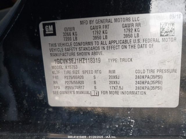 1GCVKSEJ1HZ118319 Chevrolet Silverado 1500 2lz