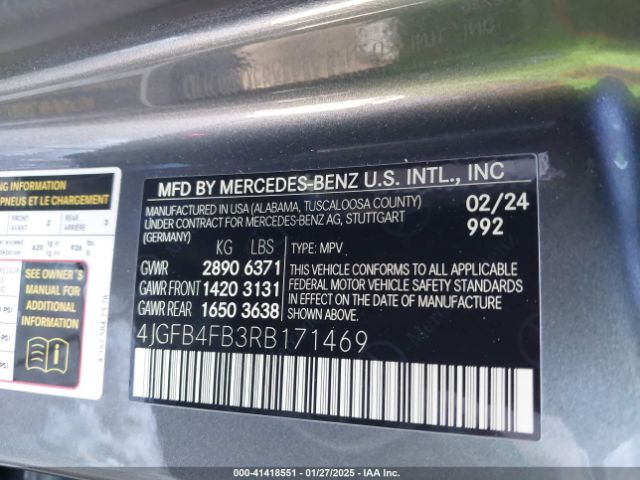 4JGFB4FB3RB171469 Mercedes-Benz Gle Gle 350