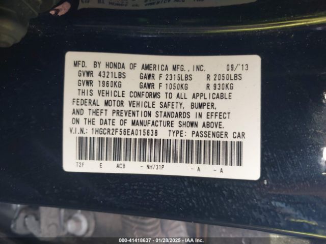 1HGCR2F56EA015638 Honda Accord Sport