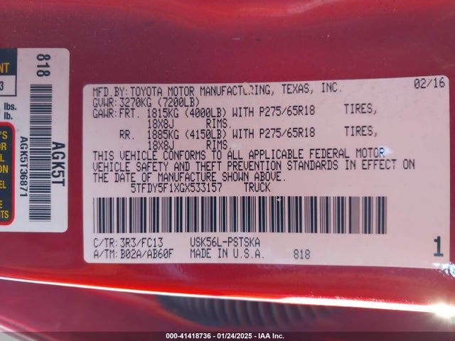 5TFDY5F1XGX533157 Toyota Tundra Crewmax Sr5/trd Pro