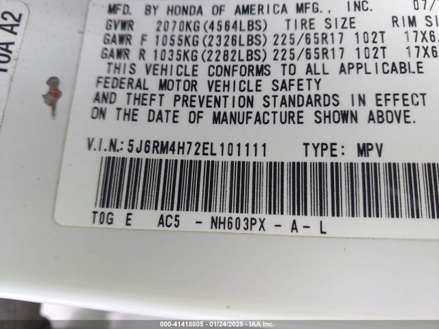 5J6RM4H72EL101111 Honda Cr-v Ex-l