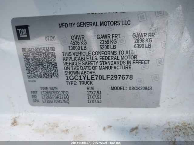 1GC1YLE70LF297678 Chevrolet Silverado 2500hd 4wd  Long Bed Wt