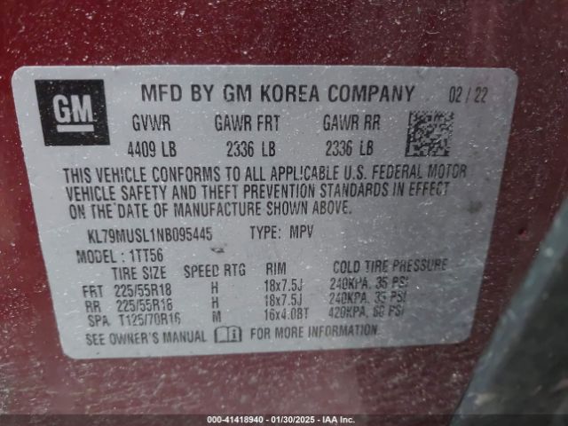 KL79MUSL1NB095445 Chevrolet Trailblazer Awd Rs