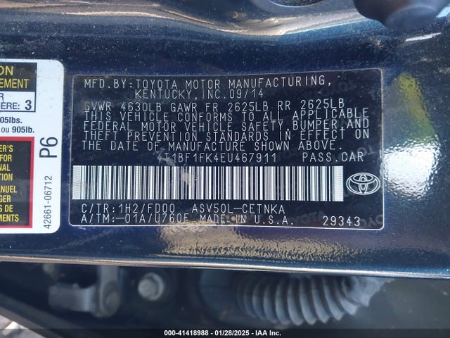 Toyota CAMRY LE 2014 4T1BF1FK4EU467911 Image 9