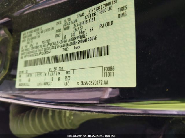 1FTEW1EG3JFE68061 Ford F-150 Xlt