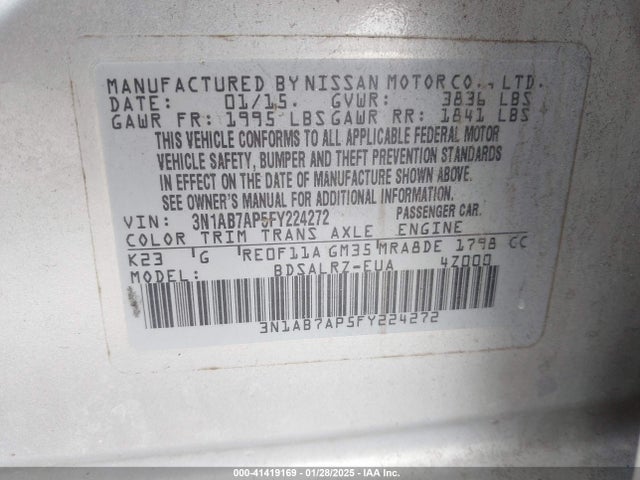 3N1AB7AP5FY224272 Nissan SENTRA SR