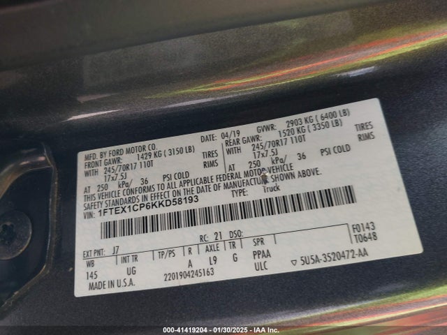 Ford F-150 Xlt 2019 1FTEX1CP6KKD58193 Image 9