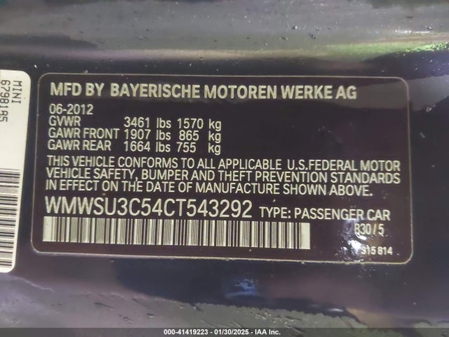 2012 MINI COOPER WMWSU3C54CT543292 Photo 8