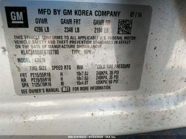KL4CJASB8EB782780 Buick Encore