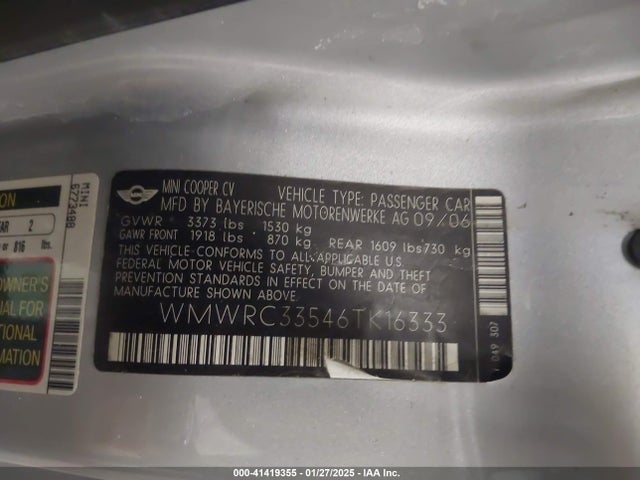 2006 MINI COOPER WMWRC33546TK16333 Photo 8