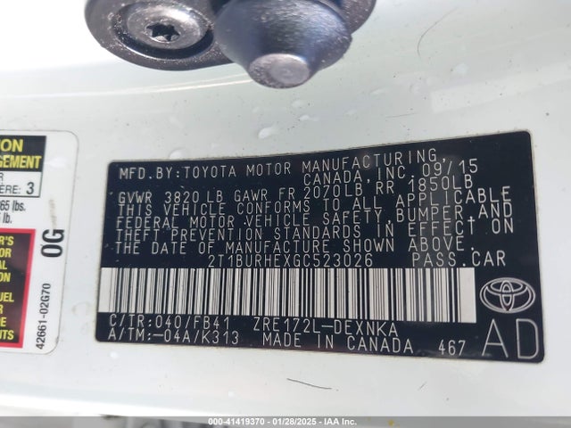 Toyota COROLLA LE 2016 2T1BURHEXGC523026 Image 9