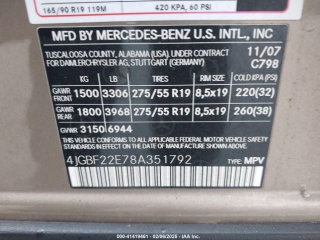 2008 MERCEDES-BENZ GL 320 CDI 4JGBF22E78A351792 Photo 8