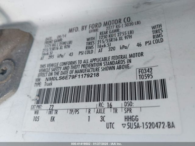 NM0LS6E79F1179218 Ford Transit Connect Xl
