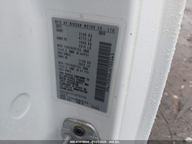 3N6CM0KNXJK702165 Nissan Nv200 S