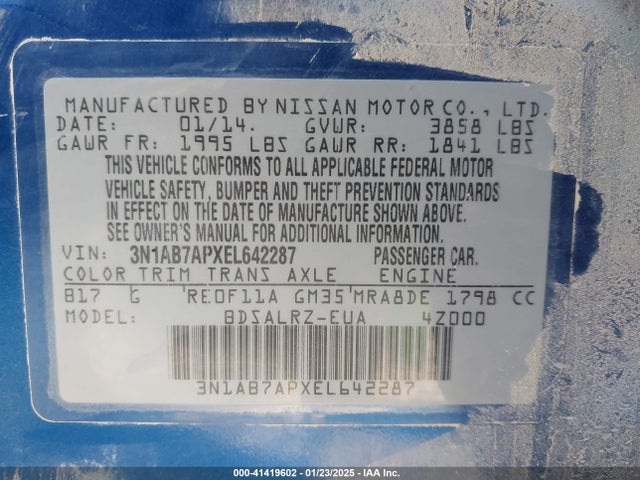 3N1AB7APXEL642287 Nissan SENTRA SR