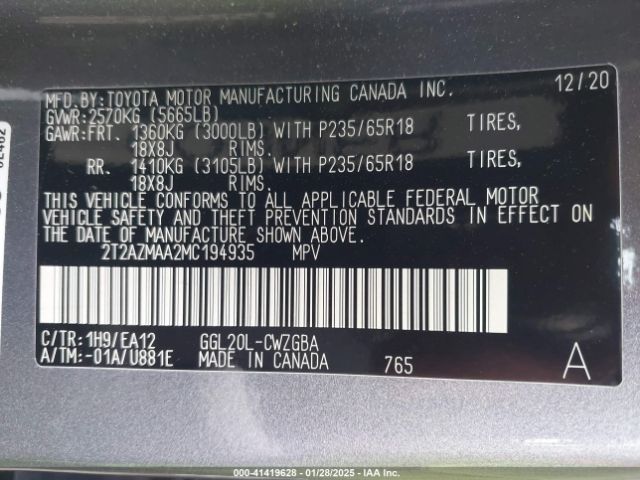 2T2AZMAA2MC194935 Lexus RX 350