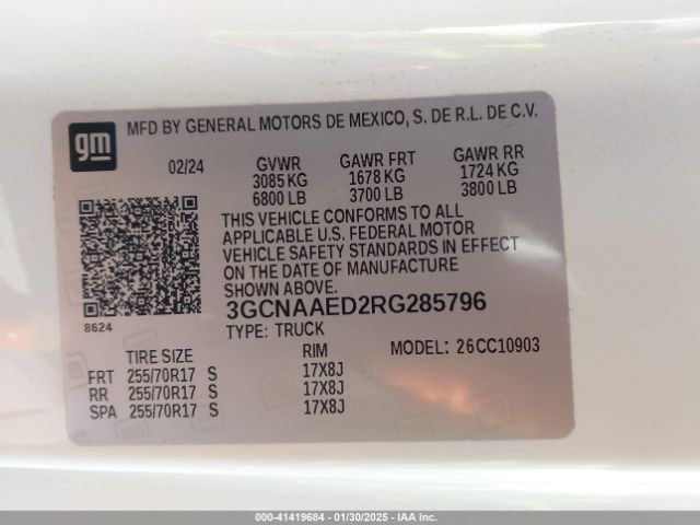 3GCNAAED2RG285796 Chevrolet Silverado 1500 2wd  Long Bed Wt