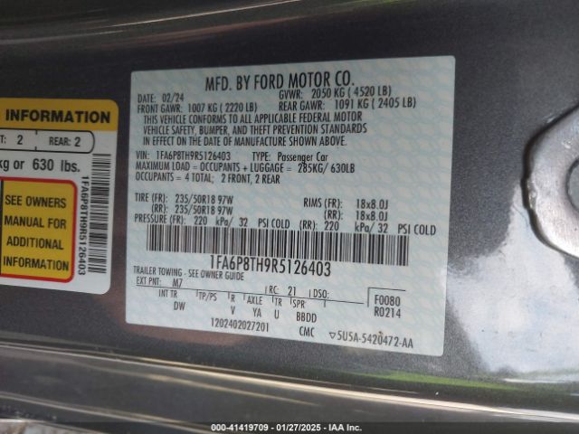 1FA6P8TH9R5126403 Ford Mustang Ecoboost Fastback