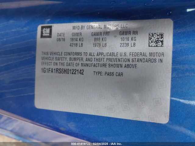 1G1FA1RS6H0122142 Chevrolet Camaro 1lt