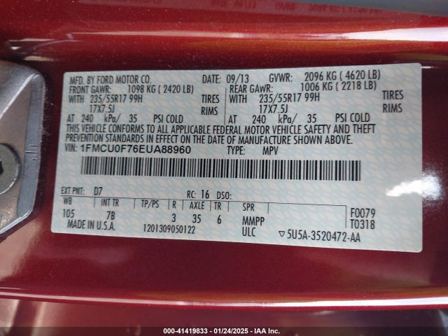 Ford ESCAPE S 2014 1FMCU0F76EUA88960 Image 9