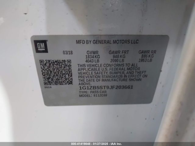 1G1ZB5ST9JF203661 Chevrolet Malibu 1ls