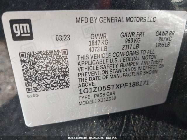 1G1ZD5STXPF188171 Chevrolet Malibu Fwd 1lt