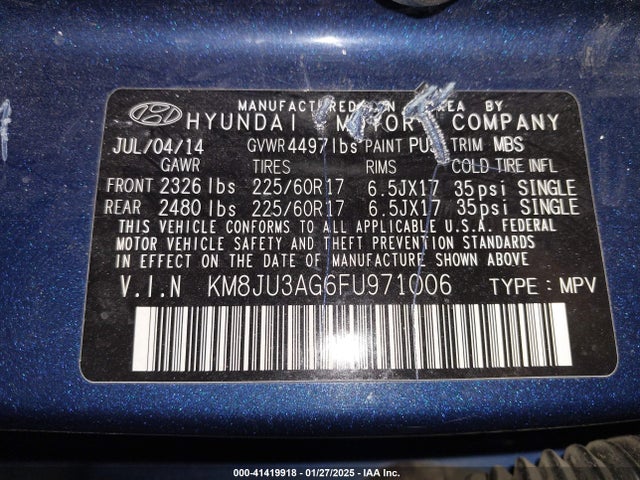 KM8JU3AG6FU971006 Hyundai TUCSON SE