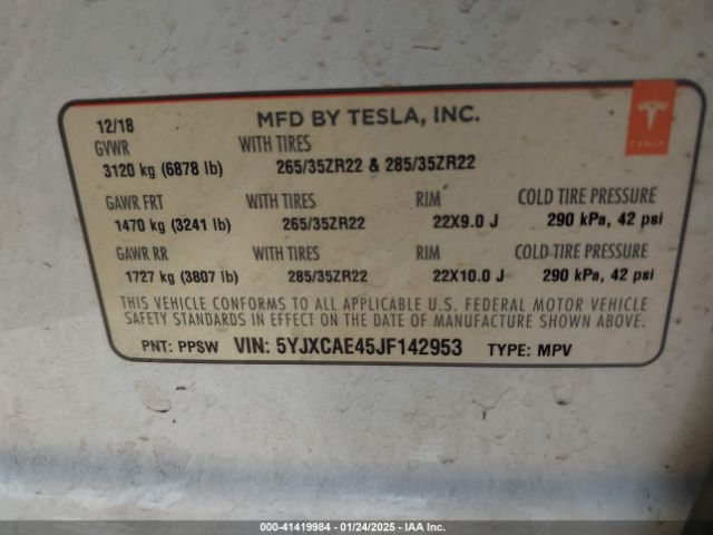 2018 TESLA MODEL X 5YJXCAE45JF142953 Photo 8