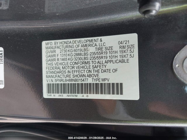 5FNRL6H88NB015477 Honda j35y7