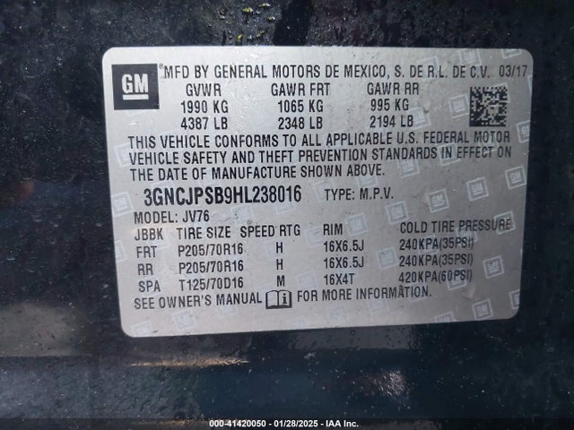 Chevrolet Trax Lt 2017 3GNCJPSB9HL238016 Image 9
