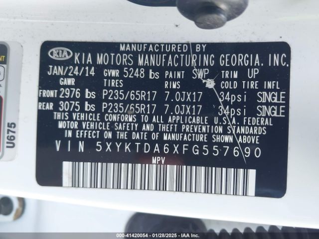 5XYKTDA6XFG557690 KIA SORENTO LX