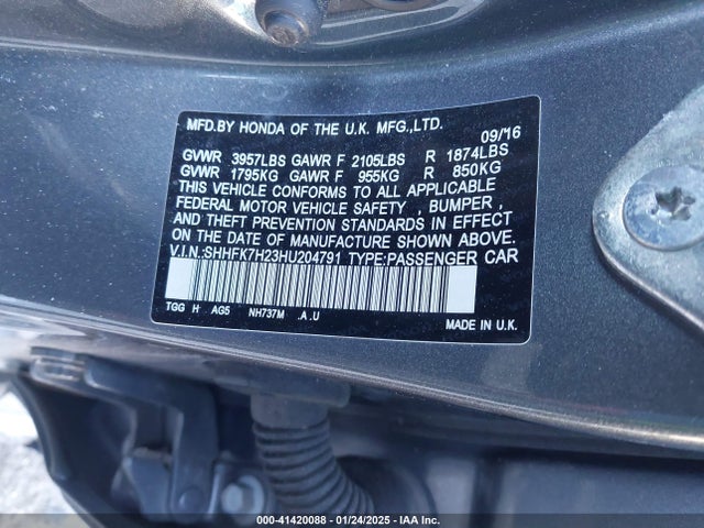 SHHFK7H23HU204791 Honda Civic Lx