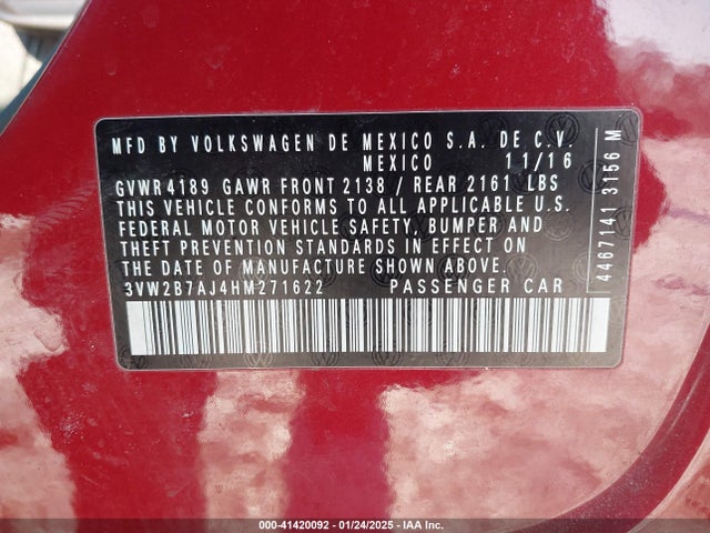 Volkswagen Jetta 1.4t S 2017 3VW2B7AJ4HM271622 Image 9