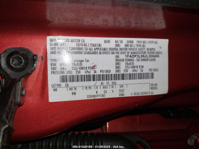 1FADP3L99JL306466 Ford FOCUS ST