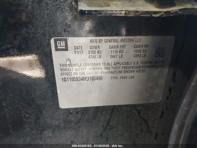 Chevrolet IMPALA 1LT 2017 1G1105S34HU185496 Image 9