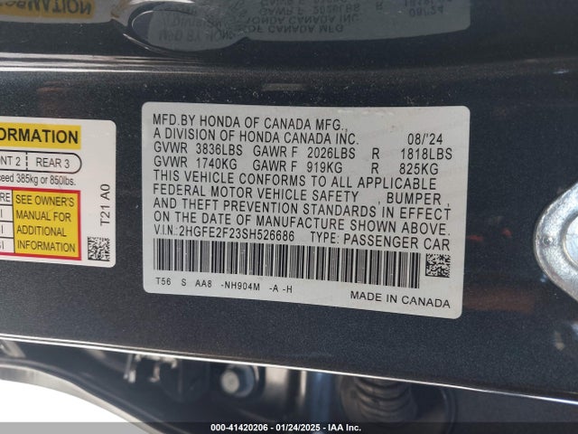 Honda Civic Lx 2025 2HGFE2F23SH526686 Image 9