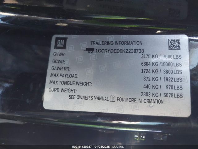 1GCRYDED0KZ238738 Chevrolet Silverado 1500 Lt